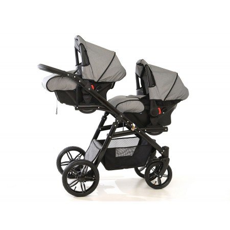 Carucior gemeni pj stroller lux 3in1 grey